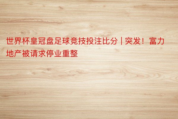 世界杯皇冠盘足球竞技投注比分 | 突发！富力地产被请求停业重整