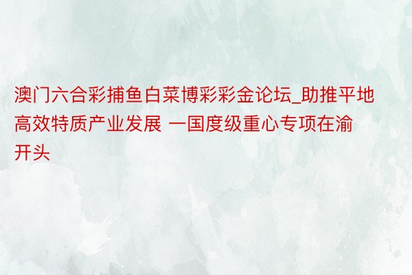 澳门六合彩捕鱼白菜博彩彩金论坛_助推平地高效特质产业发展 一国度级重心专项在渝开头
