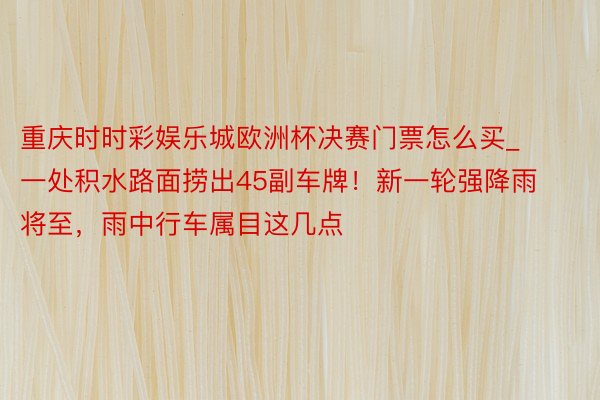 重庆时时彩娱乐城欧洲杯决赛门票怎么买_一处积水路面捞出45副车牌！新一轮强降雨将至，雨中行车属目这几点