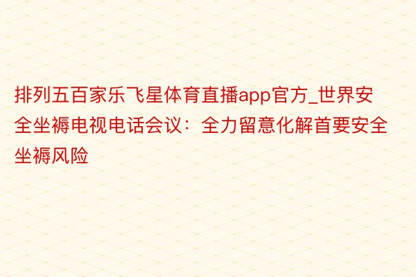 排列五百家乐飞星体育直播app官方_世界安全坐褥电视电话会议：全力留意化解首要安全坐褥风险