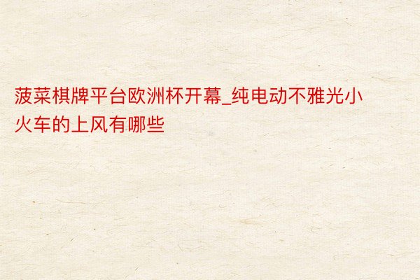 菠菜棋牌平台欧洲杯开幕_纯电动不雅光小火车的上风有哪些