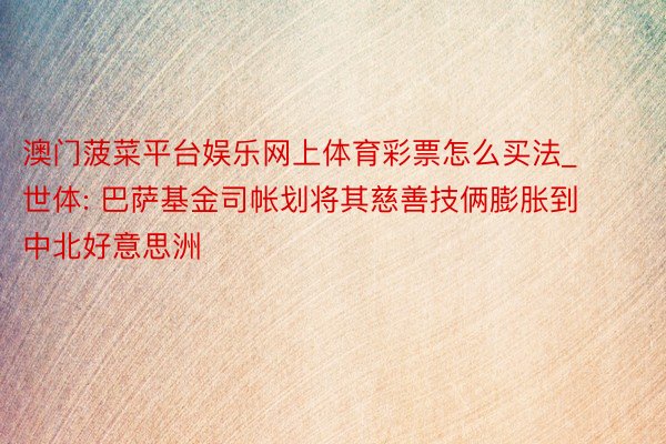 澳门菠菜平台娱乐网上体育彩票怎么买法_世体: 巴萨基金司帐划将其慈善技俩膨胀到中北好意思洲